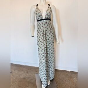 Wayf Floral Maxi Dress with Black Accent